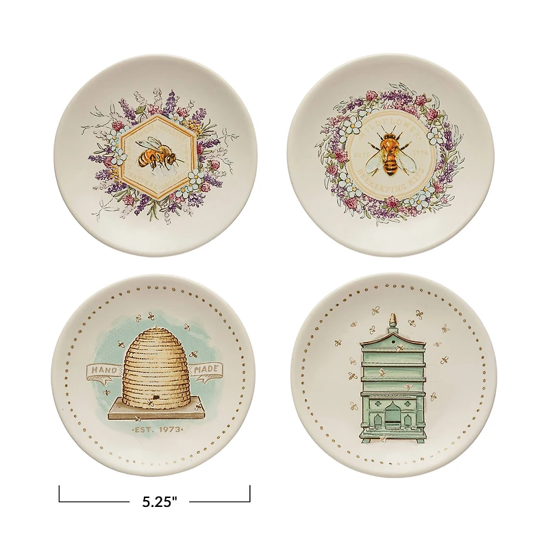 Hello Honey® 5" Bee & Hive Stoneware Plate Set