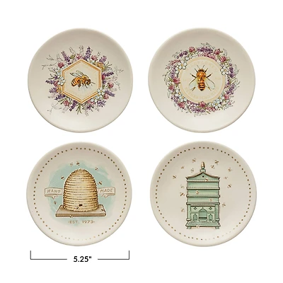 Hello Honey® 5" Bee & Hive Stoneware Plate Set