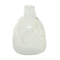 14" White Contemporary Glass Vase