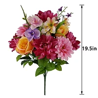 19.5" Pink & Purple Dahlia, Rose & Zinnia Bush by Ashland®