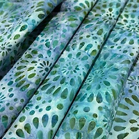 Feldman Batik Turquoise Plum Stamp Starburst Cotton Fabric