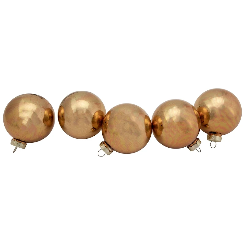 9ct. 2.5" Bronze 2-Finish Glass Ball Christmas Ornaments