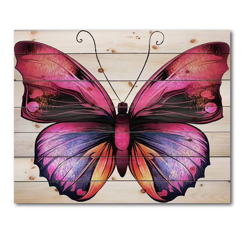 Designart - Bright Pink Butterfly Portrait