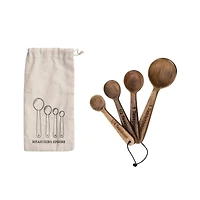 Hello Honey® Mango Wood Measuring Spoon Set in Printed Drawstring Bag
