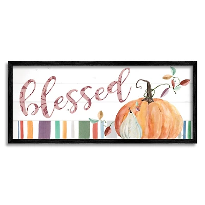 Stupell Industries Blessed Striped Festive Pumpkin Framed Giclee Art