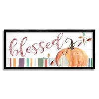 Stupell Industries Blessed Striped Festive Pumpkin Framed Giclee Art