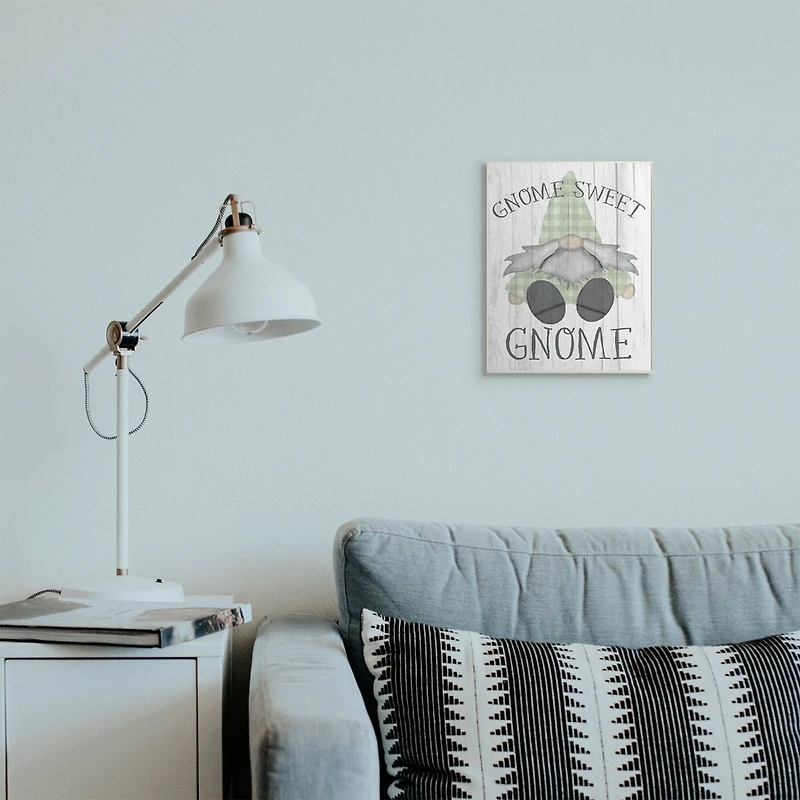 Stupell Industries Gnome Sweet Gnome Garden Home Pun Wall Plaque