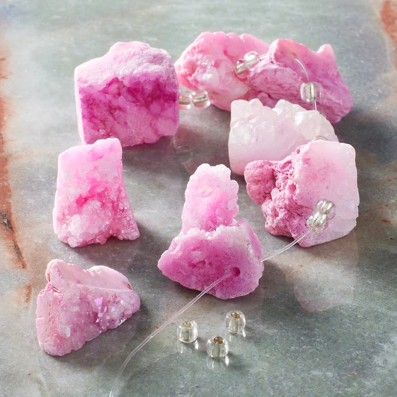 12 Pack: Sedona Pink Druzy Agate Nugget Beads by Bead Landing™