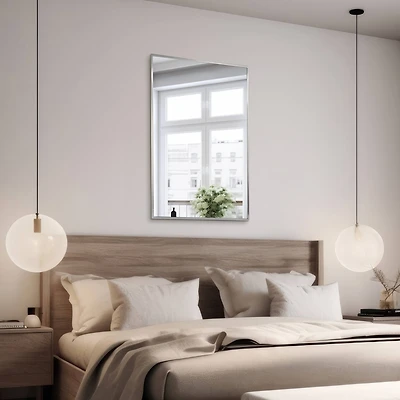 Head West Brushed Nickel 22" x 34" Float Framed Accent Mirror