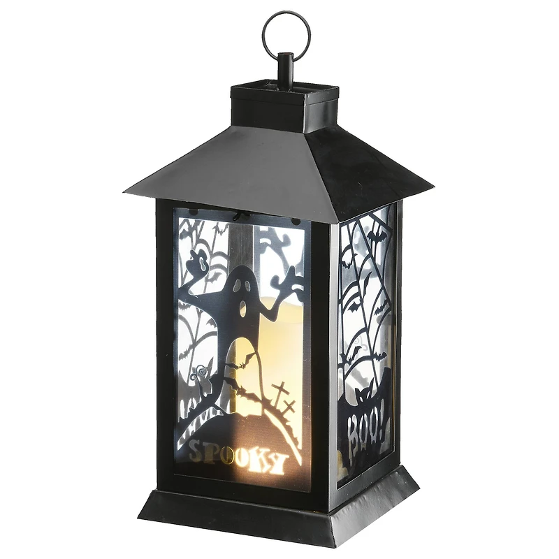 16" Black Halloween Ghost Lantern