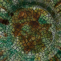 18" Green & Turquoise Glass Glam Decorative Plate with Stand