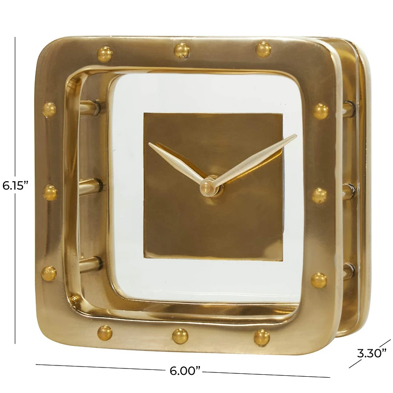 6" Gold Aluminum Geometric Floating Clock