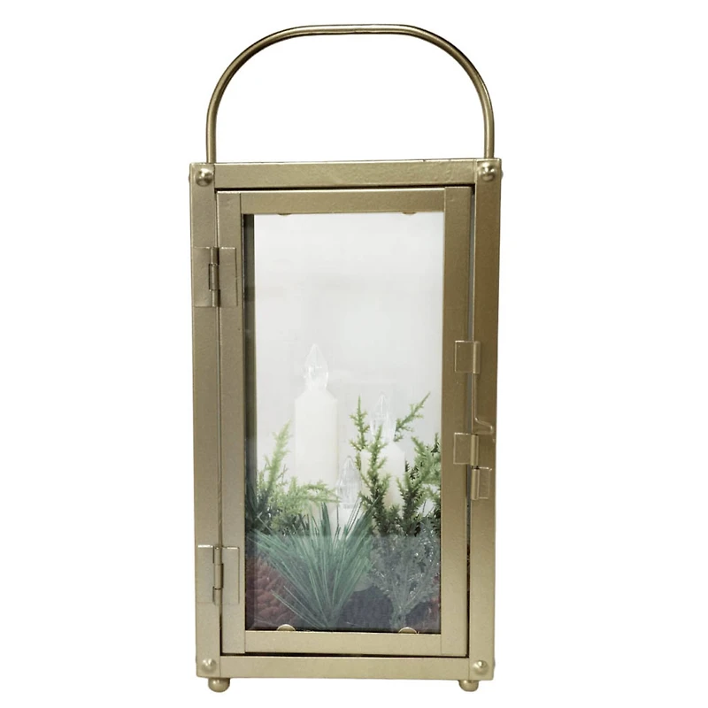 Gold Tapers & Greenery LED Lighted Lantern by Ashland