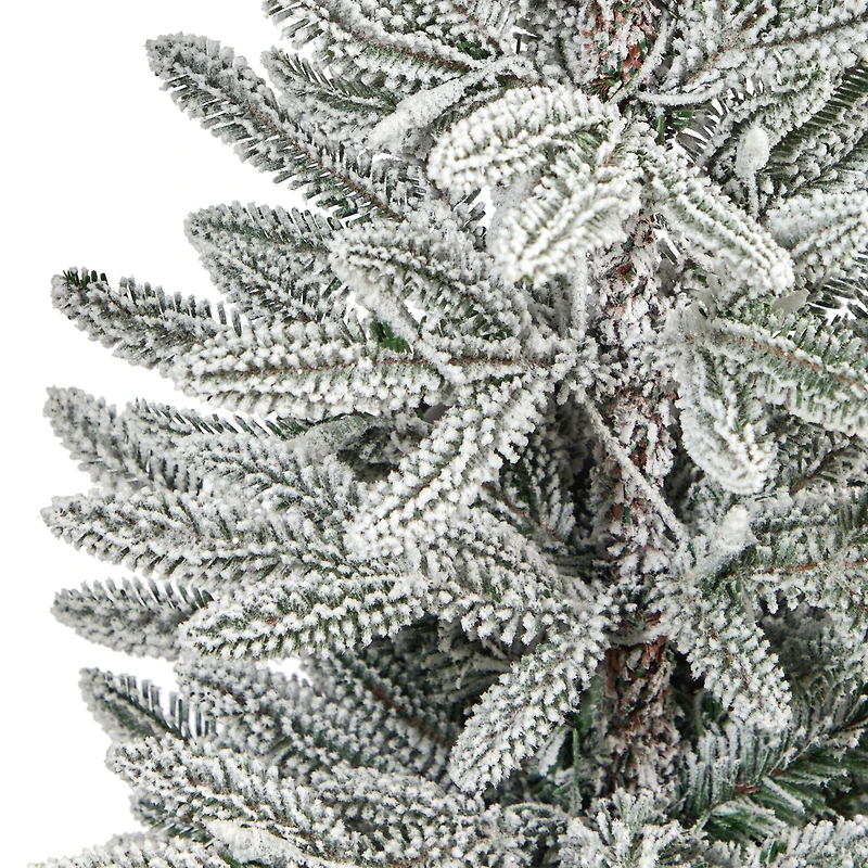 3.5ft. Pre-Lit Flocked Manchester Spruce Christmas Tree in White Planter