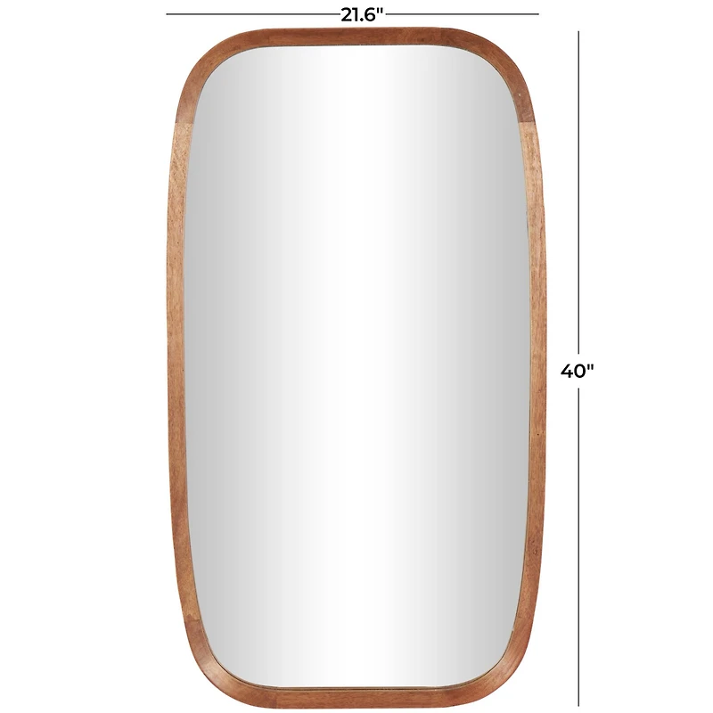 40" Brown Simplistic Wooden Wall Mirror with Rounded Edges