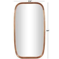 40" Brown Simplistic Wooden Wall Mirror with Rounded Edges