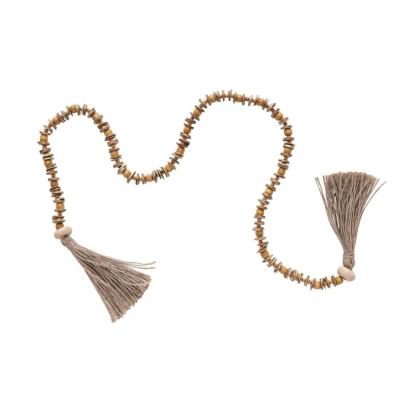 Hello Honey® Wood Beaded Garland with Jute Tassels