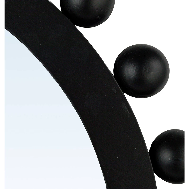 Hello Honey® 31.5" Black Boho-Southwestern Beaded Arched Firwood Wall Mirror