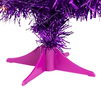 2ft. Pre-Lit Iridescent Purple Tinsel Pine Artificial Christmas Tree, Warm White Lights