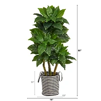 5ft. Bird Nest Artificial Tree in Handmade Black and White Natural Jute and Cotton Planter UV Resistant (Indoor/Outdoor)