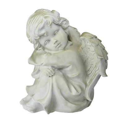 5.75" Heavenly Gardens Ivory Resting Cherub Angel Outdoor Statue