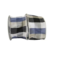 JAM Paper 2.5" x 10yd. Black & White Checkered Dupioni Wired Edge Paterson Ribbon