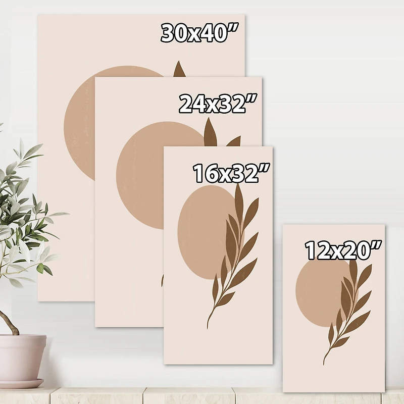 Designart - Abstract Terracotta Sun & Moon With Tropical Leaf