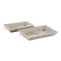 White Wood Coastal Tray Set