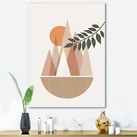 Designart - Abstract Sun and Moon In Mountains II