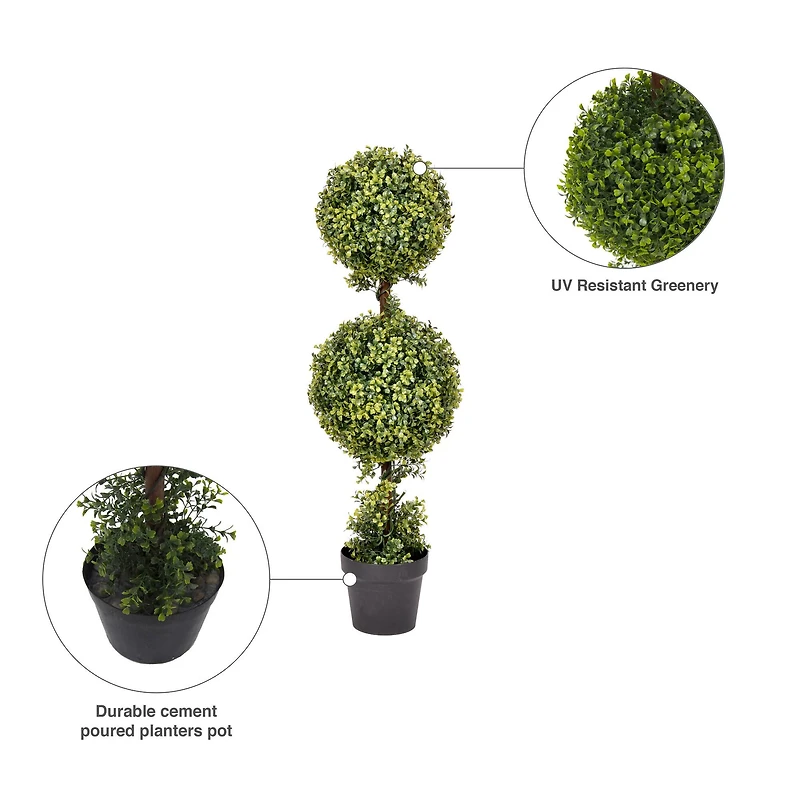 3ft. Artificial Double Ball Green Boxwood Topiary