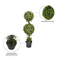 3ft. Artificial Double Ball Green Boxwood Topiary