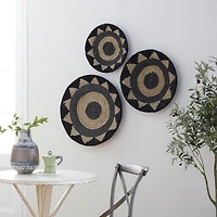 Set of 3 Black Cotton Rustic Wall Decor 24", 20", 16"