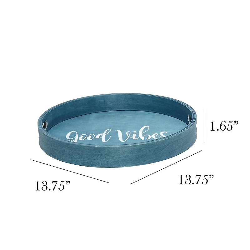 Elegant Designs™ 13.8" Round Good Vibes Serving Tray with Handles