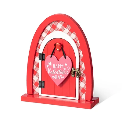 Glitzhome® 8.5" Valentine's Wooden Door-Shaped Photo Frame Table Décor
