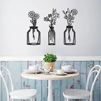 Habitat Decor 28" Wazon Black Botanical Vases Metal Wall Art Set