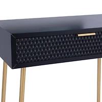 Set of 2" Black Wood Contemporary Console Table with Mirror, 31" x 31" x 16"