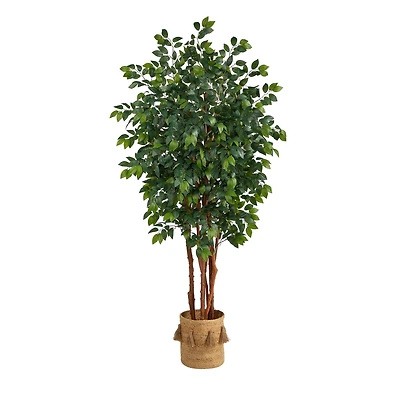 7ft. Sakaki Artificial Tree in Handmade Natural Jute Planter with Tassels