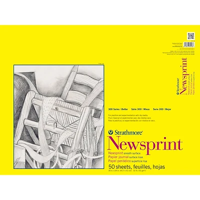 Strathmore® 300 Series 18" x 24" Smooth Newsprint Paper Pad