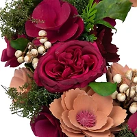 13.5" Wooden Floral Artificial Spring Wreath with Dried Pods