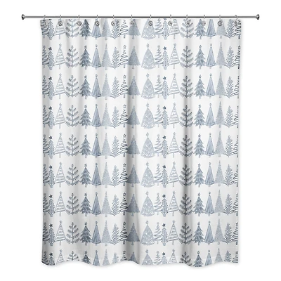 Blue Tree Pattern 71" x 74" Shower Curtain