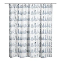 Blue Tree Pattern 71" x 74" Shower Curtain