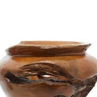 13" Natural Brown Wood Decorative Bowl
