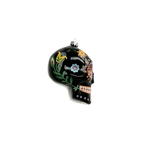 3.75" Black Sugar Skull Glass Ornament by Ashland®