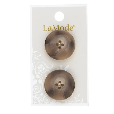 LaMode 1" Tan 4-Hole Buttons, 2ct.