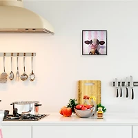 Stupell Industries Cute Baby Cow with Ice Cream Cone Pink Stripes, 12" x 12"