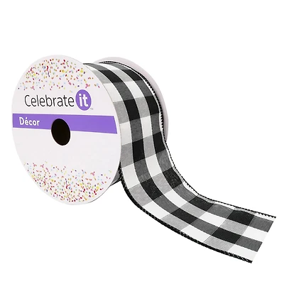 2.5" x 8.3yd. Wired Gingham Ribbon by Celebrate It™ Décor