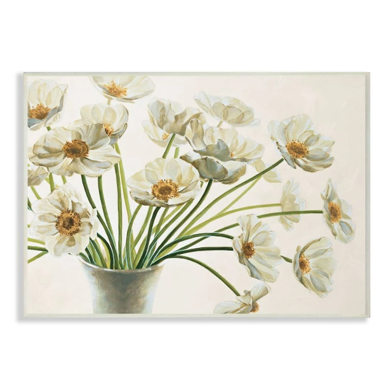 Stupell Industries Peaceful White Poppies Wood Wall Plaque