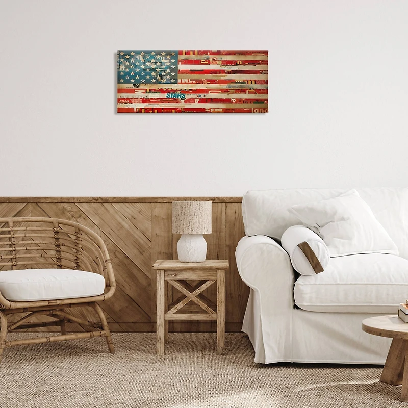 Stupell Industries Patriotic Collaged Flag Canvas Wall Art