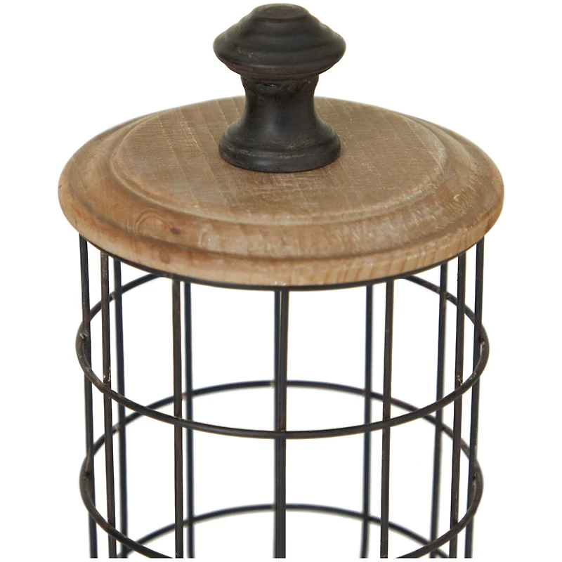 Black Metal Caged Style Kitchen Decorative Jars Set