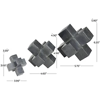 Black Geometric Jacks Marble Sculpture Set